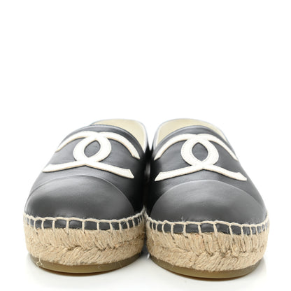 Chanel Lambskin CC Espadrilles 35 Black White Dark Grey 2 of 9