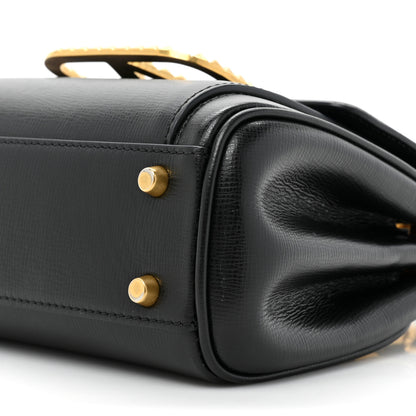 Valentino Garavani Grainy Calfskin Mini Rockstud Alcove Top-Handle Bag Black 9 of 13