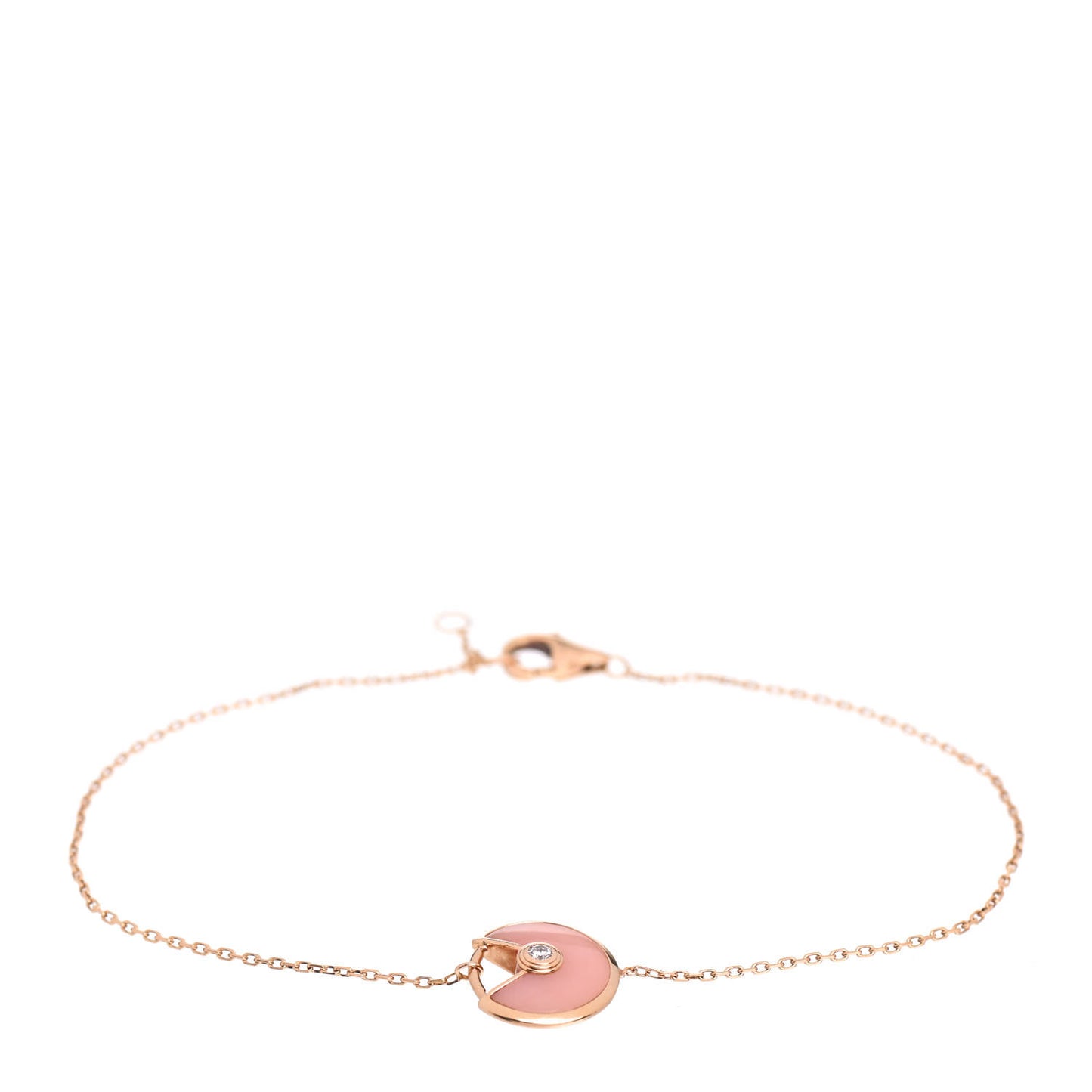 18K Pink Gold Diamond Pink Opal Amulette de Cartier Bracelet