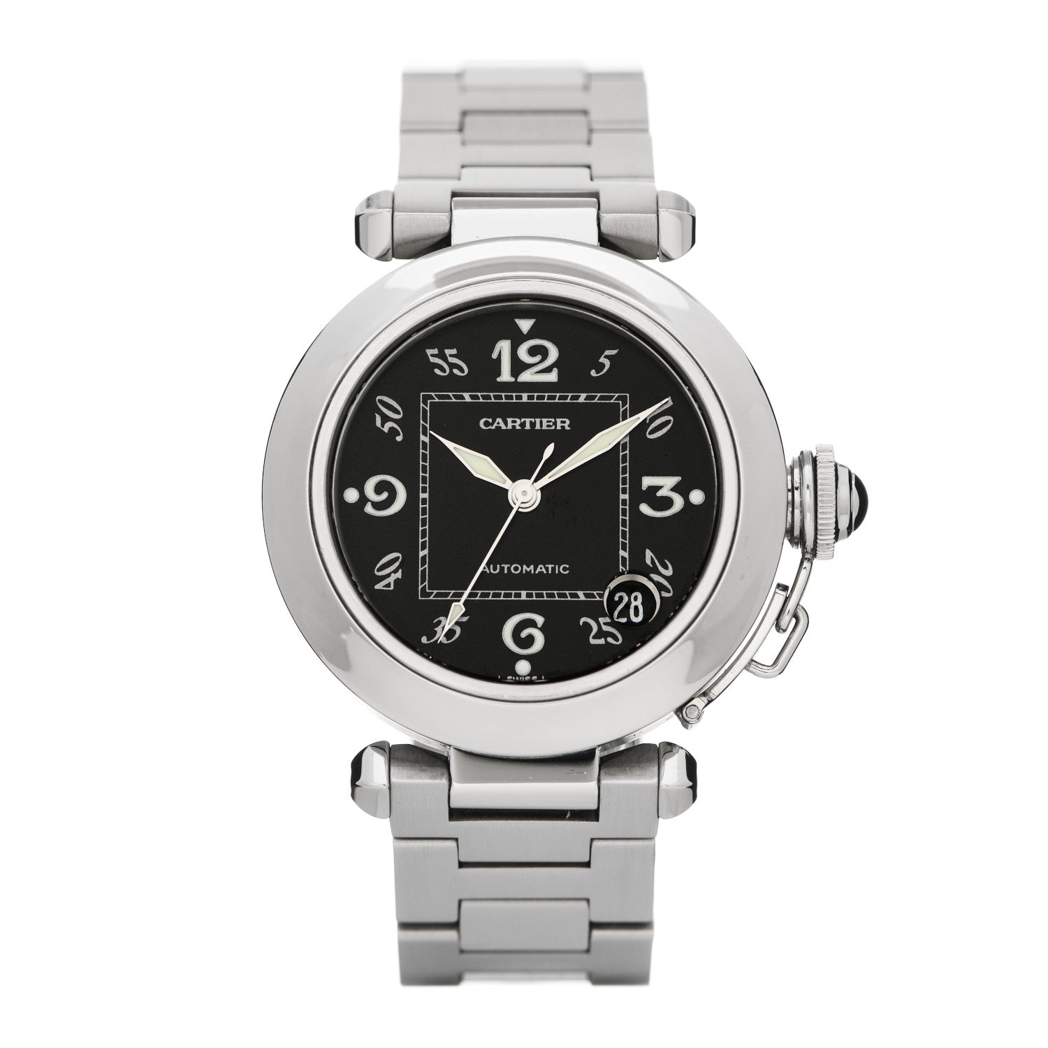 Cartier Stainless Steel 35mm Pasha C Automatic Watch Black 1 of 5