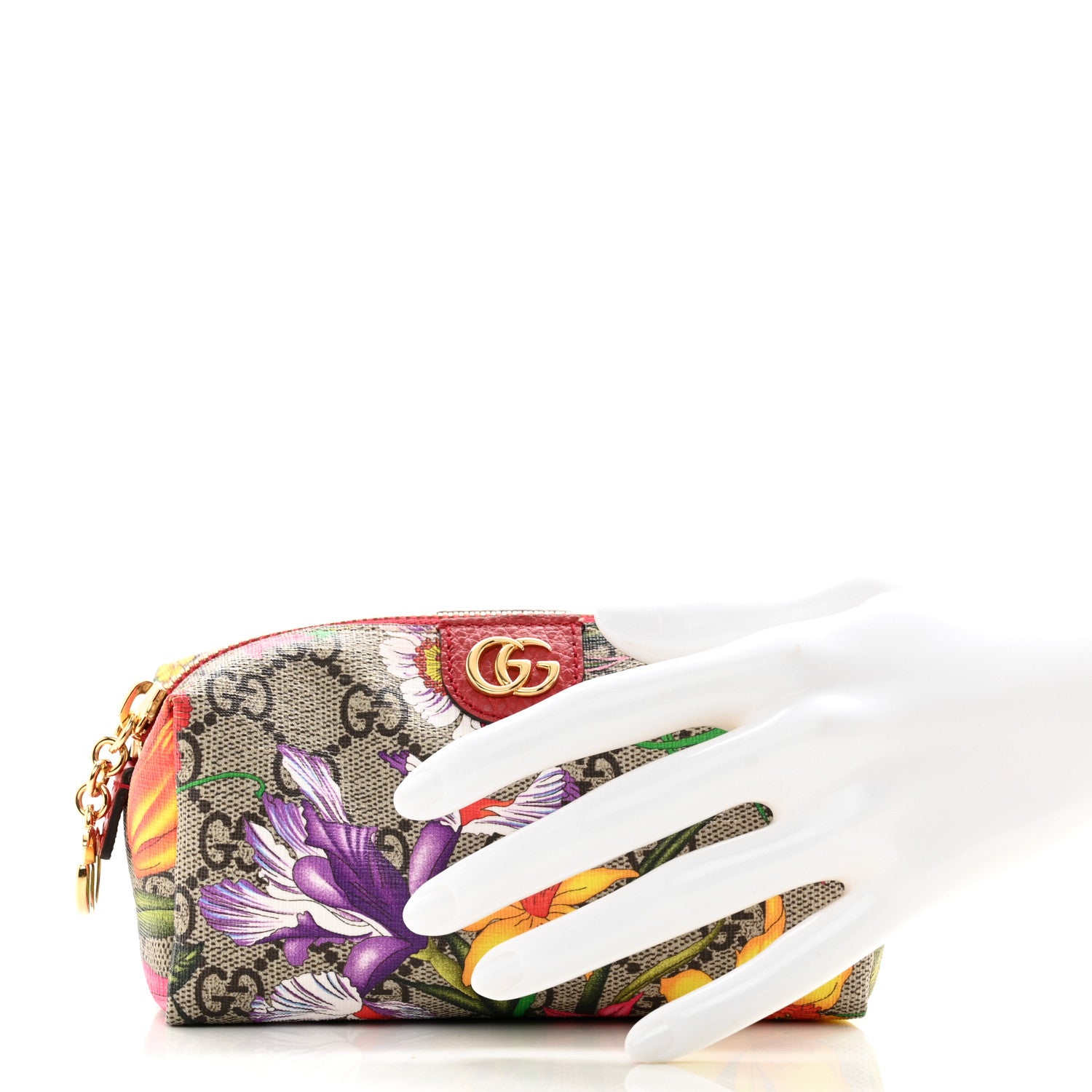 Gucci Soft GG Supreme Monogram Flora Calfskin Small Ophidia Cosmetic Case Beige Ebony Multicolor Rosso 2 of 8
