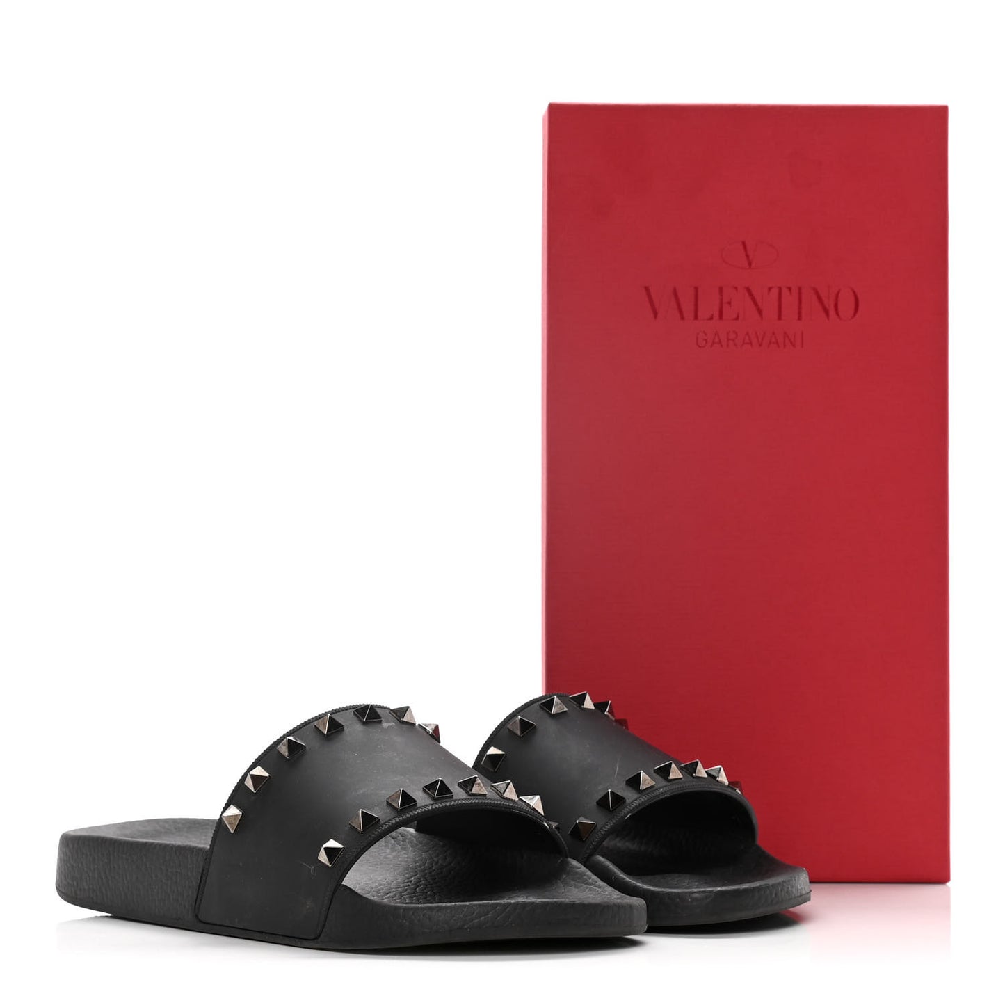 Rubber Rockstud Slide Sandals 39 Black