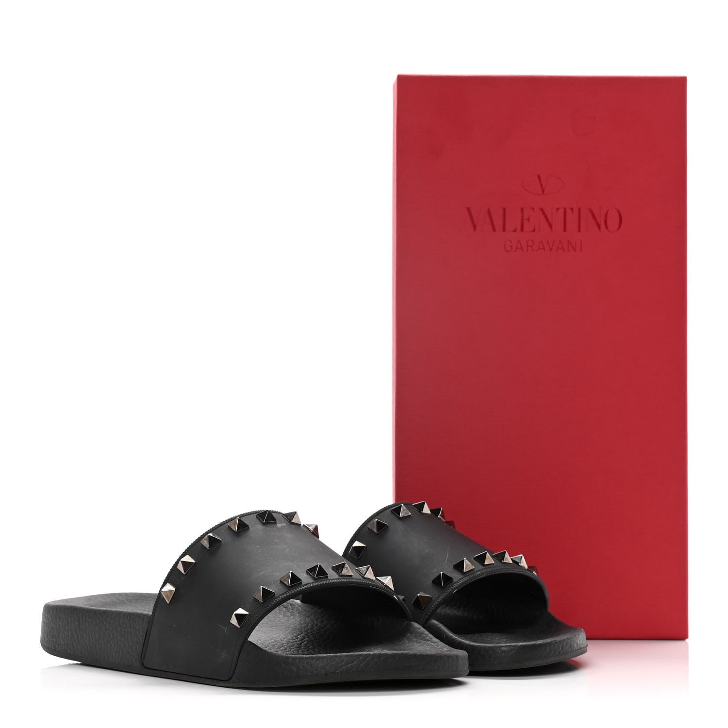 Valentino Garavani Rubber Rockstud Slide Sandals 39 Black 15 of 15