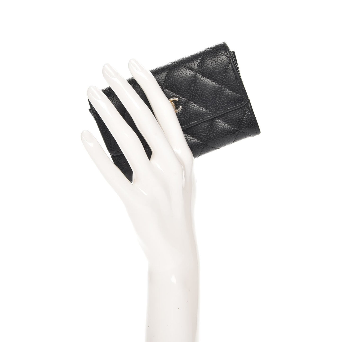 Caviar Quilted Flap Card Holder Black