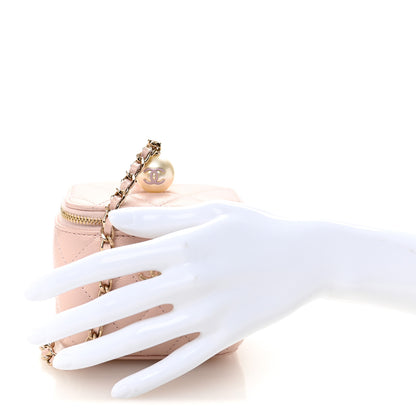 Chanel Iridescent Caviar Quilted Mini Pearl On Top Vanity Case With Chain Light Pink 2 of 10
