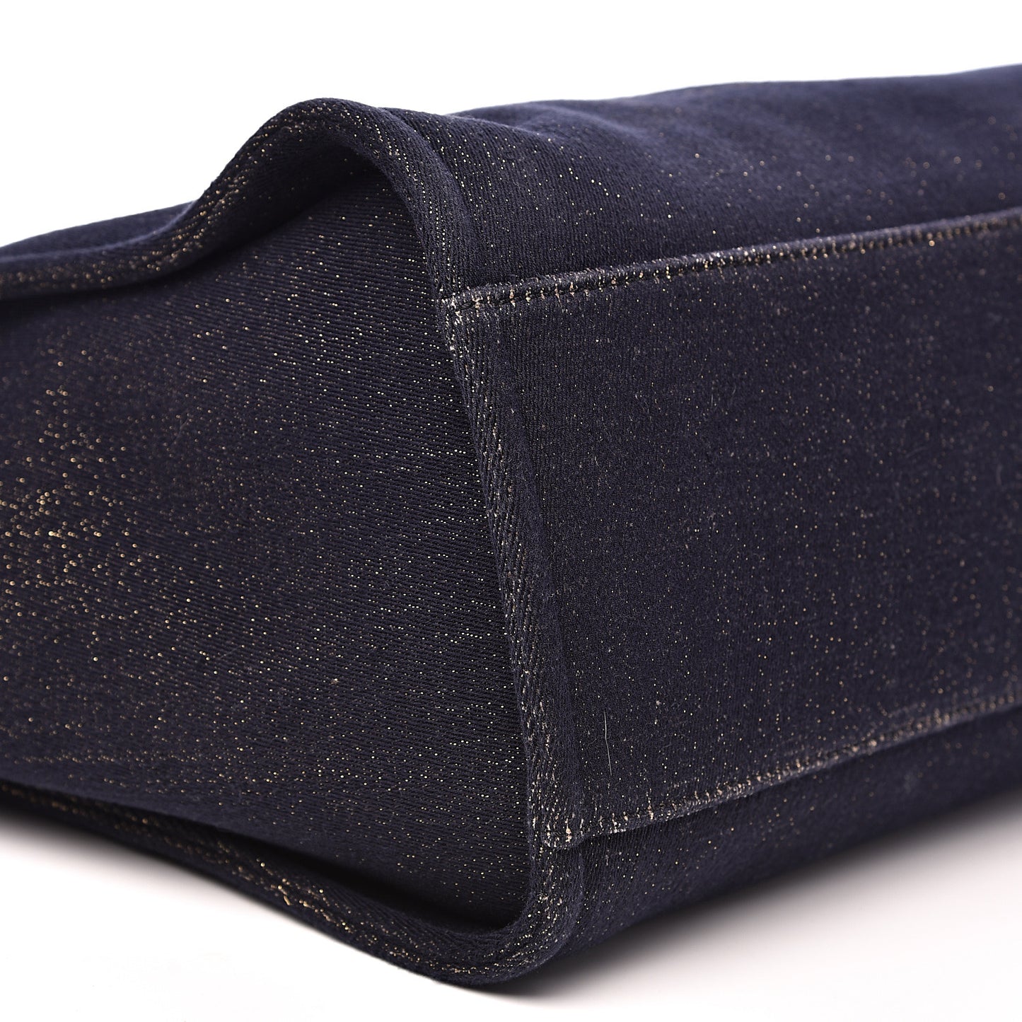 Lurex Canvas Medium Deauville Tote Navy Blue Gold