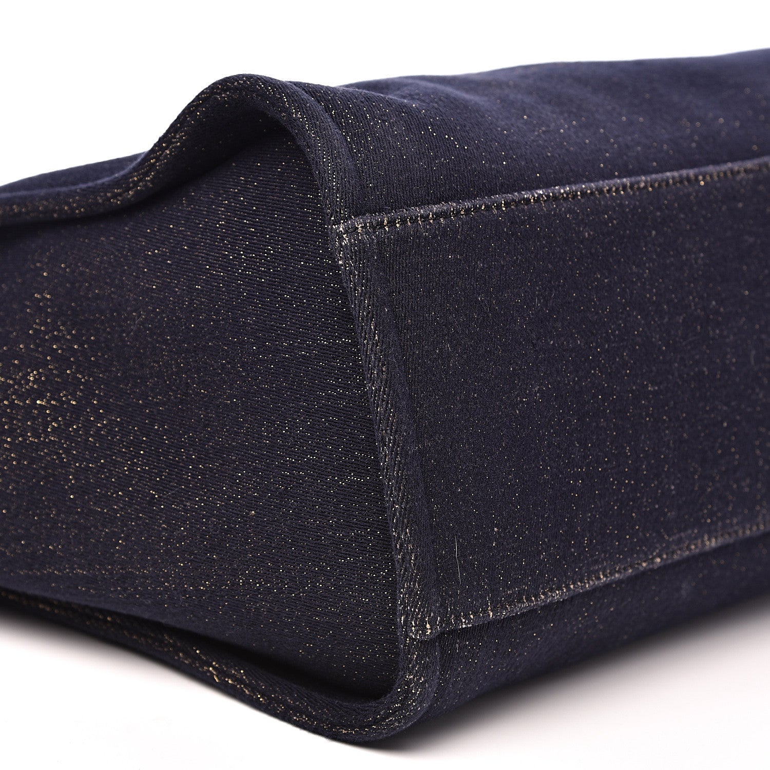 Chanel Lurex Canvas Medium Deauville Tote Navy Blue Gold 7 of 12
