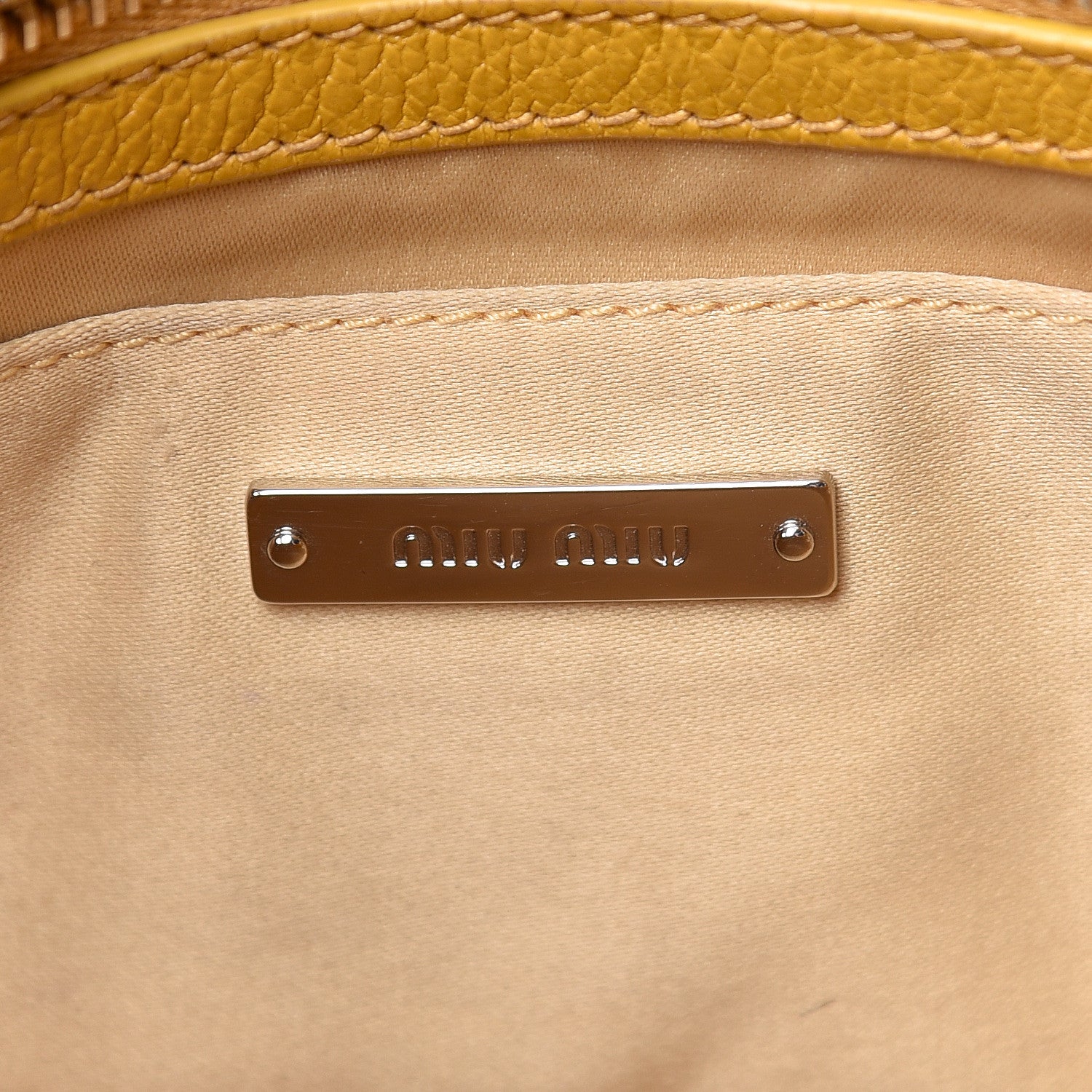 Miu Miu Goatskin Madras Shoulder Bag Yellow 6 of 18