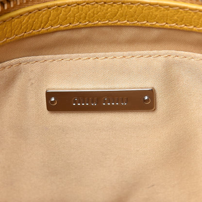 Miu Miu Goatskin Madras Shoulder Bag Yellow 6 of 18