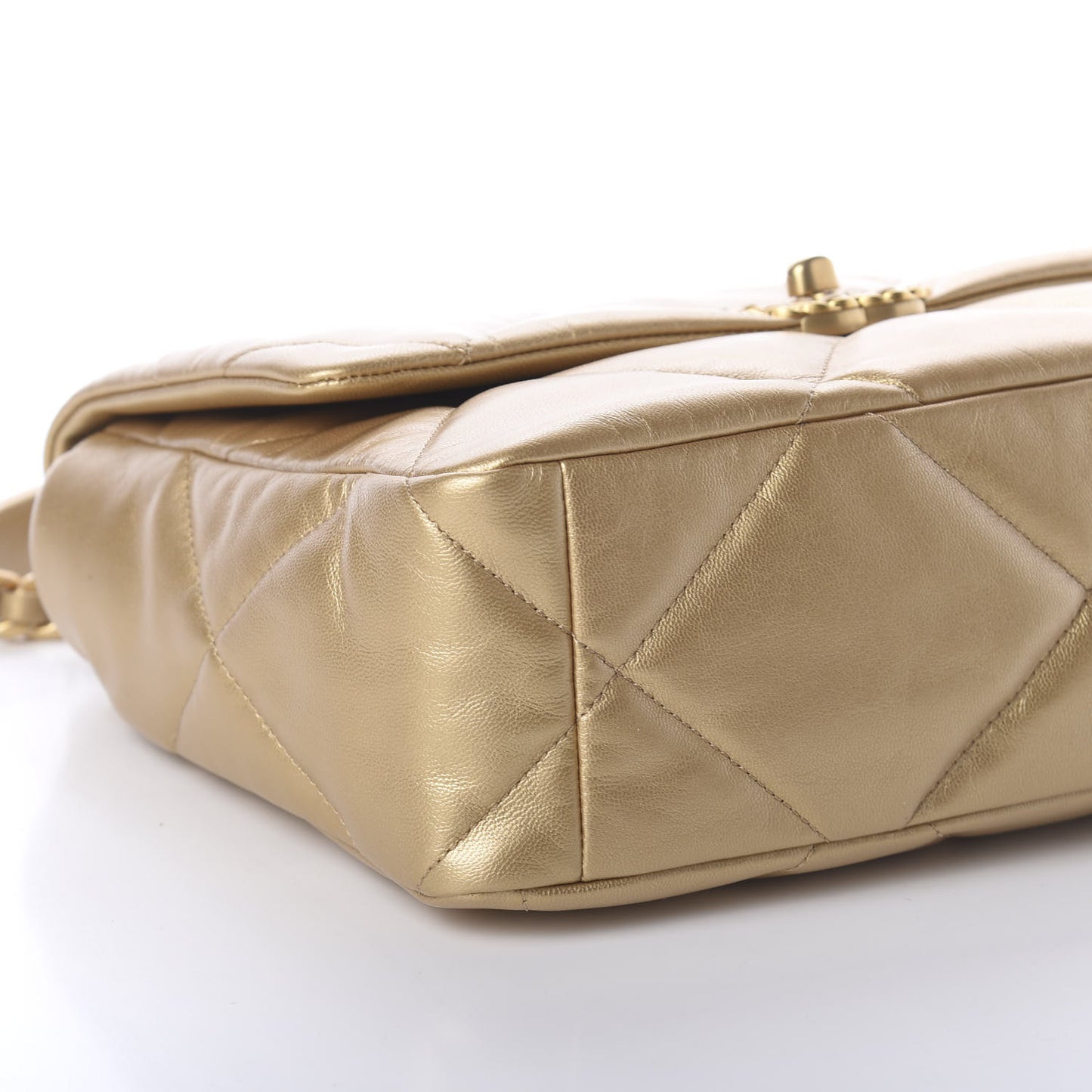 Goatskin Quilted Large 19 Flap Gold