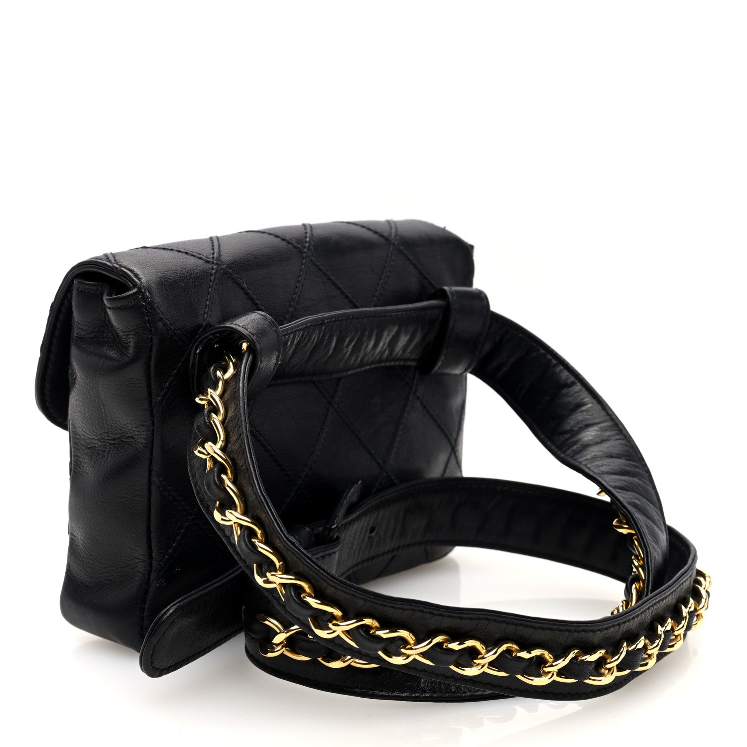 Chanel Calfskin Quilted Flap Waist Belt Bag 85 34 Black 3 of 10