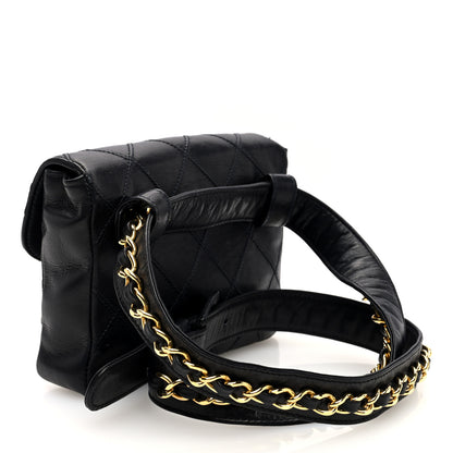 Chanel Calfskin Quilted Flap Waist Belt Bag 85 34 Black 3 of 10