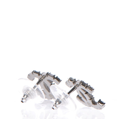 Chanel Ruthenium Crystal CC Earrings Black Gold 4 of 6