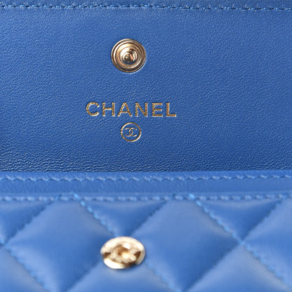 Chanel Lambskin Quilted Boy Card Holder Wallet Blue 6 of 9