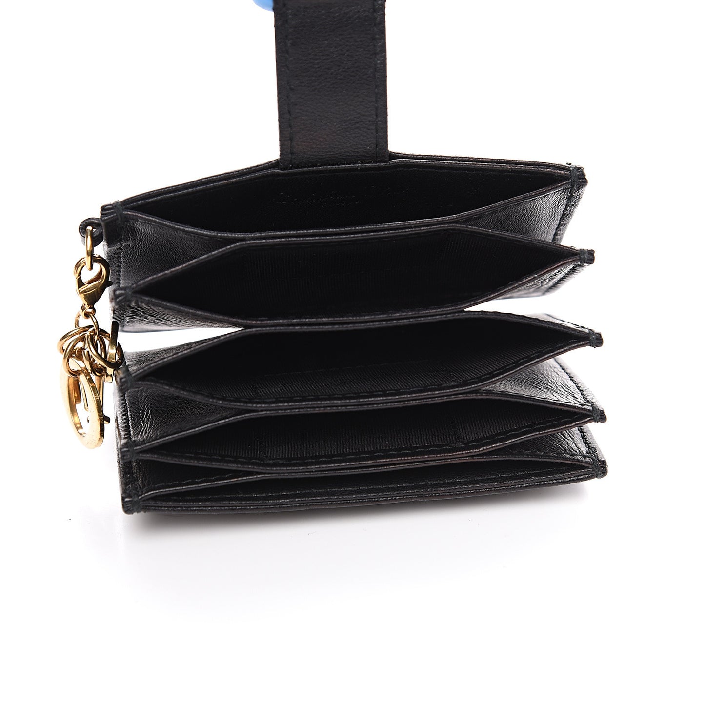 Lambskin Studded Cannage Lady Dior 5-Gusset Card Holder Black