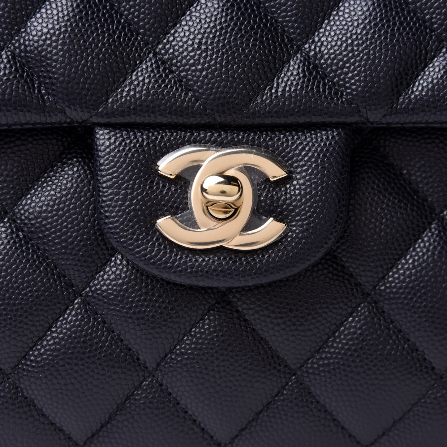 Caviar Quilted Flap Clutch Navy