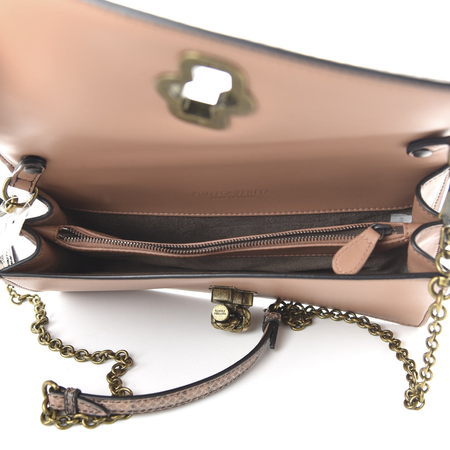 Nappa Ayers Intrecciato Club Stitch Knot Clutch Corallo Cream Mink