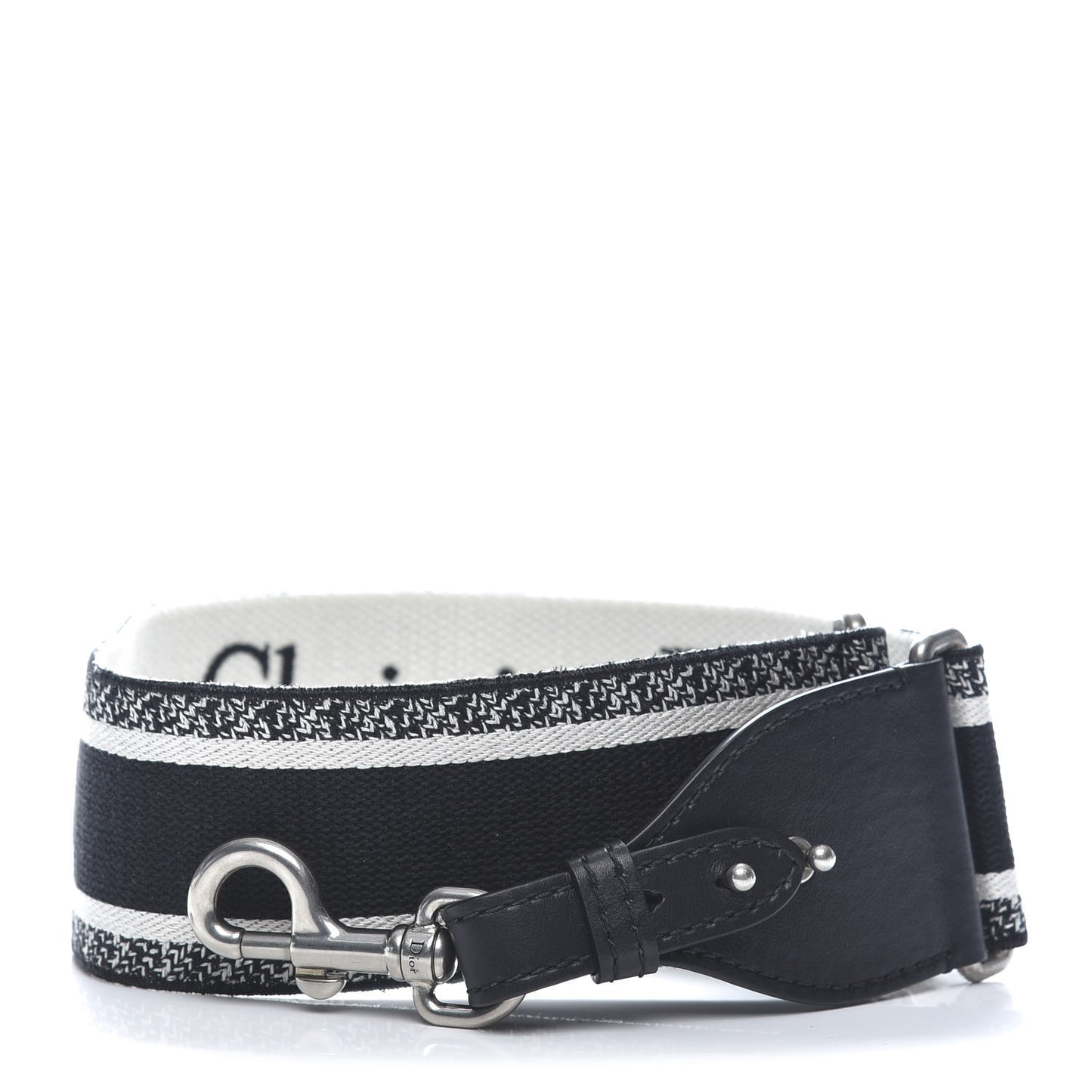 Canvas Embroidered Shoulder Strap Black White