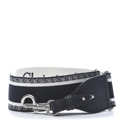 Christian Dior Canvas Embroidered Shoulder Strap Black White 1 of 4