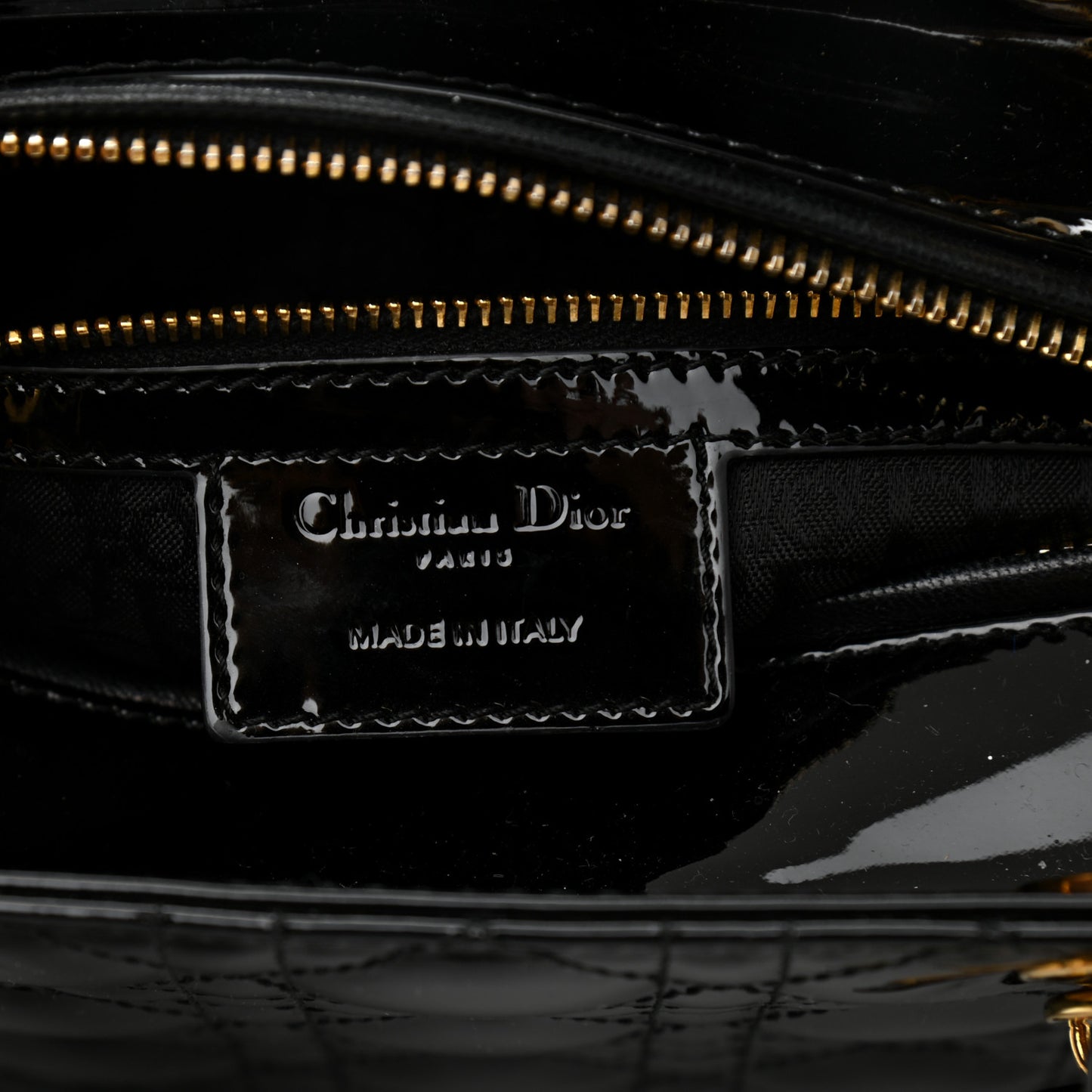 Patent Cannage Medium Lady Dior Black