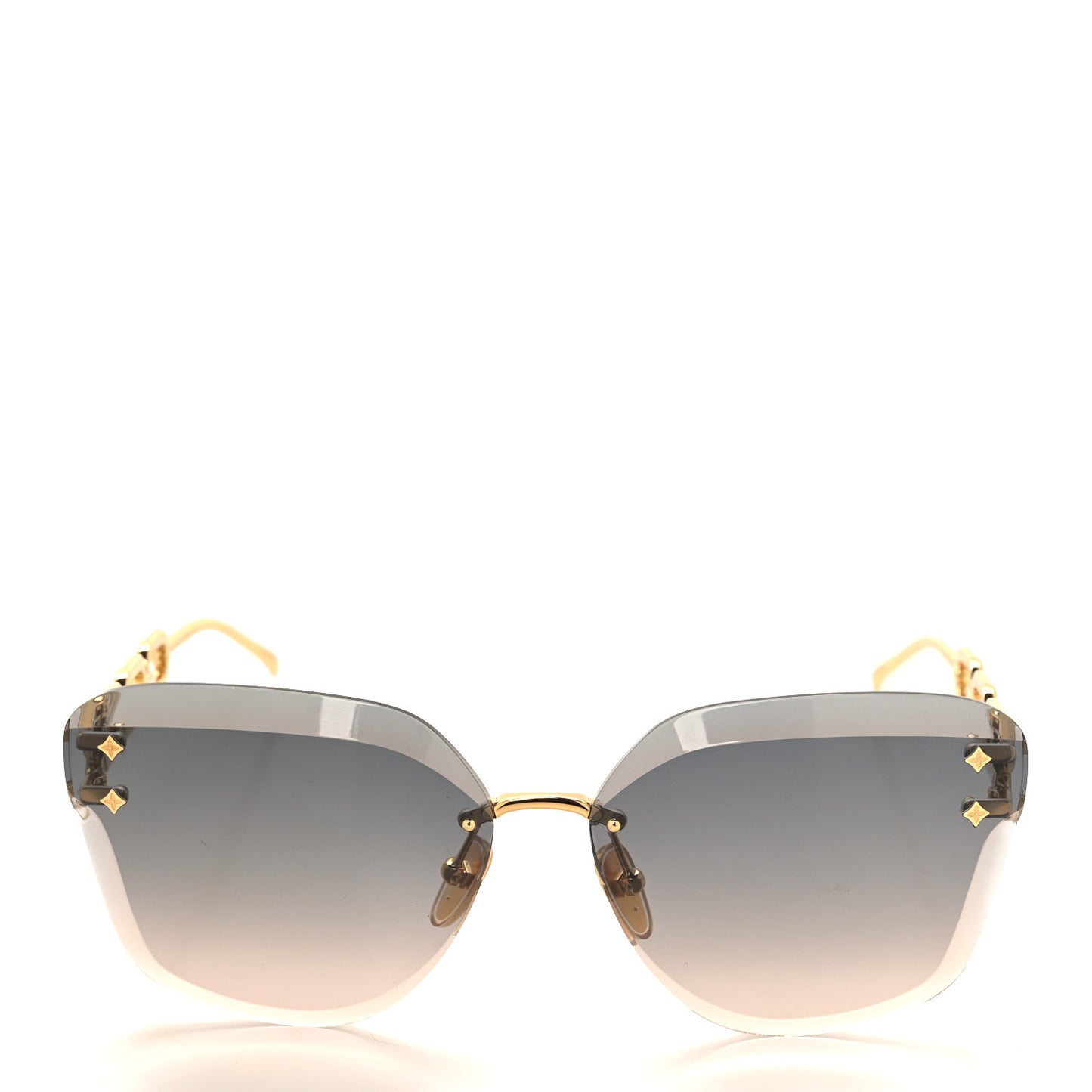 Metal Rimless LV Jewel Cat Eye Sunglasses Gradient Blue