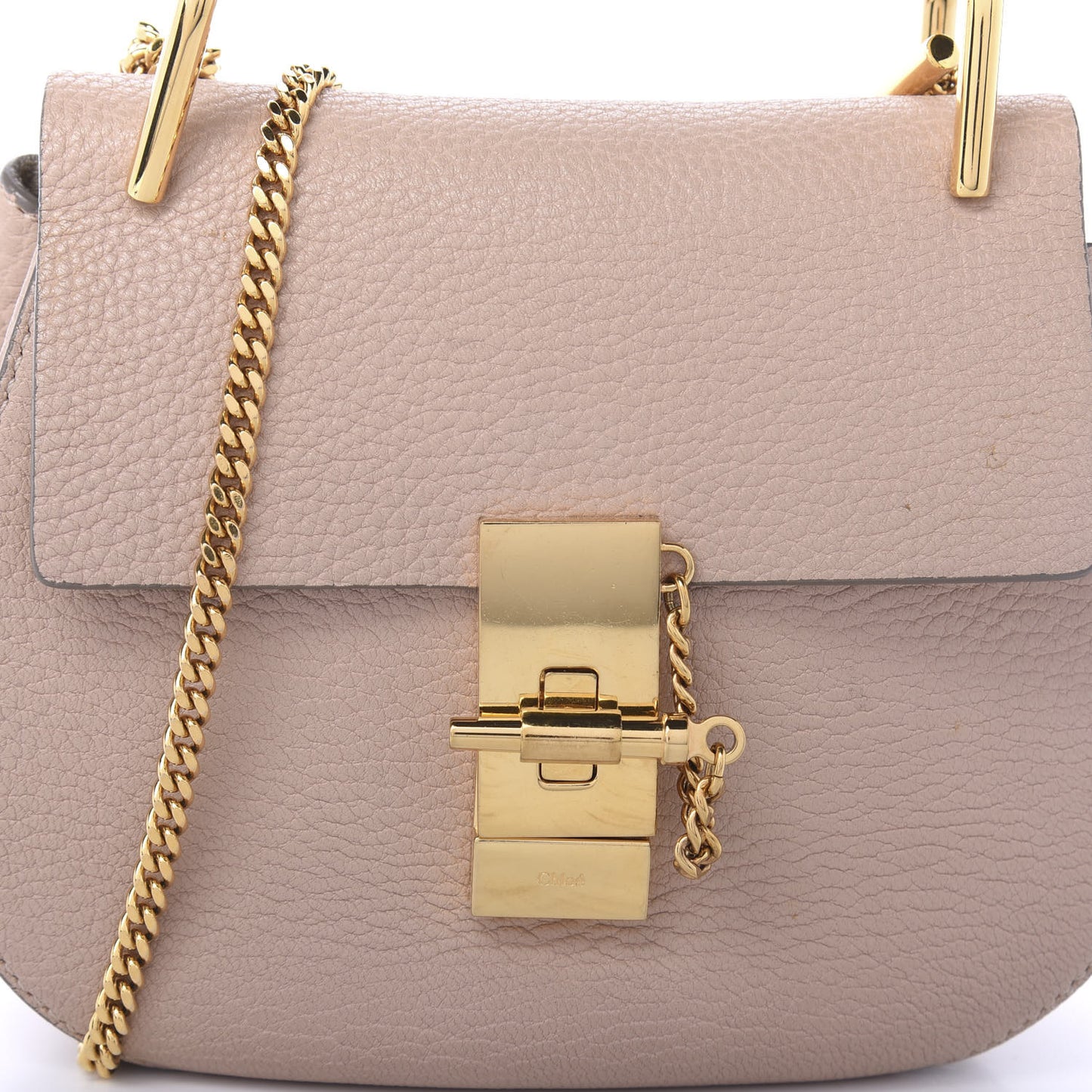 Grained Lambskin Mini Drew Shoulder Bag Cement Pink