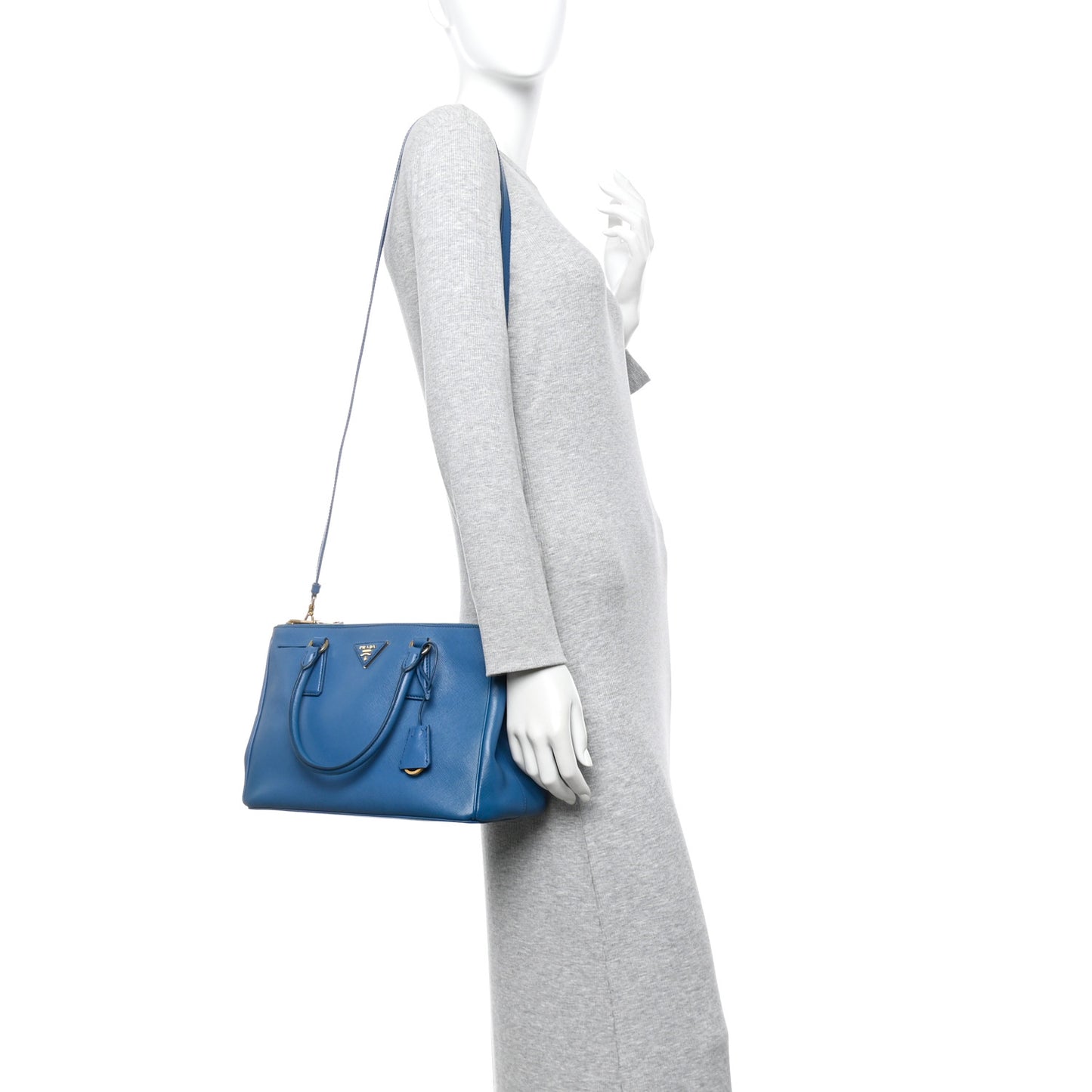 Saffiano Small Galleria Double Zip Tote Cobalto