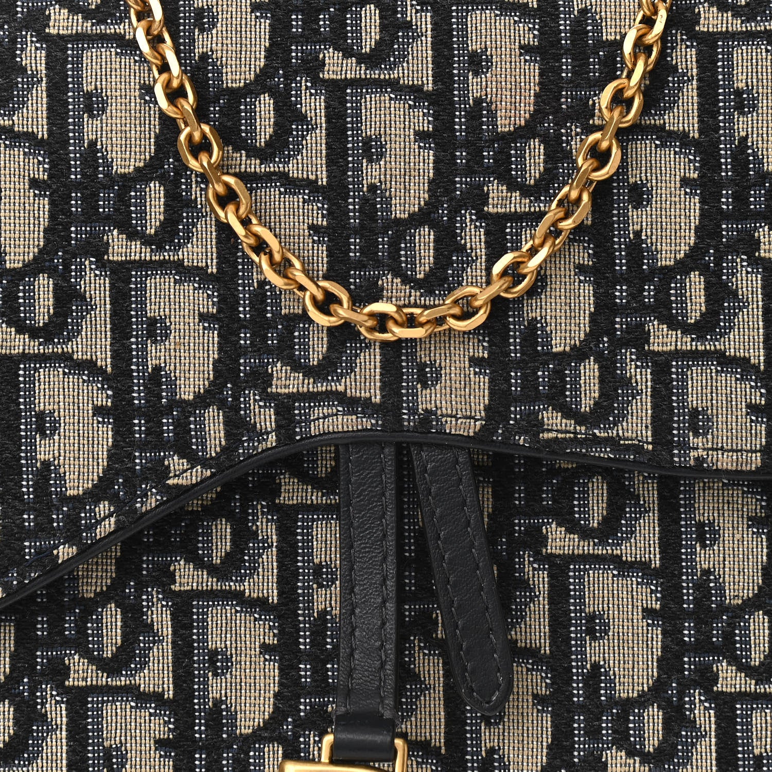 Christian Dior Oblique Saddle Chain Pouch Blue 9 of 9