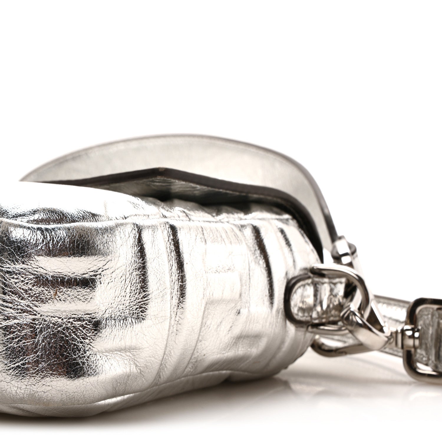 Fendi Vitello Catalan Mirror FF 1974 Embossed Baguette Argento 9 of 9