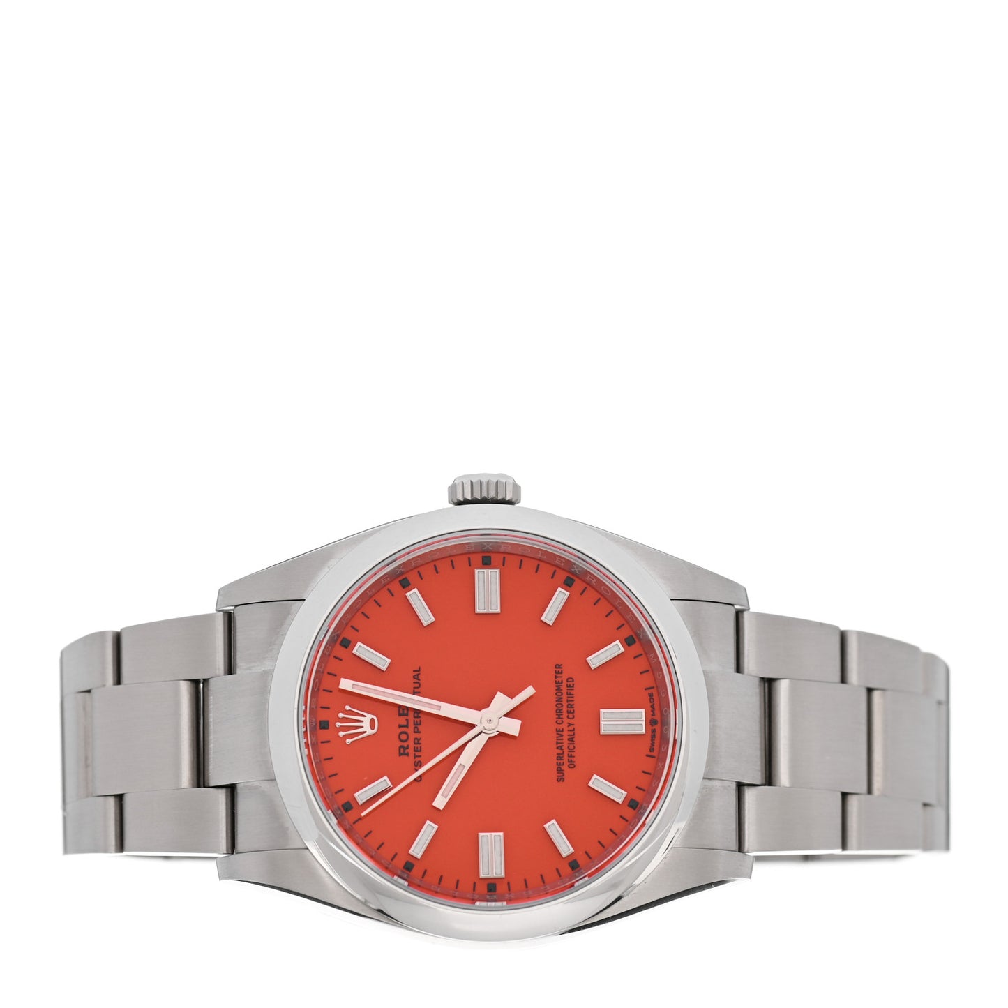 Stainless Steel 36mm Oyster Perpetual Watch Coral Red 126000