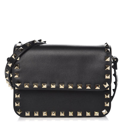 Valentino Garavani Vitello Rockstud Flap Crossbody Bag Black 1 of 8