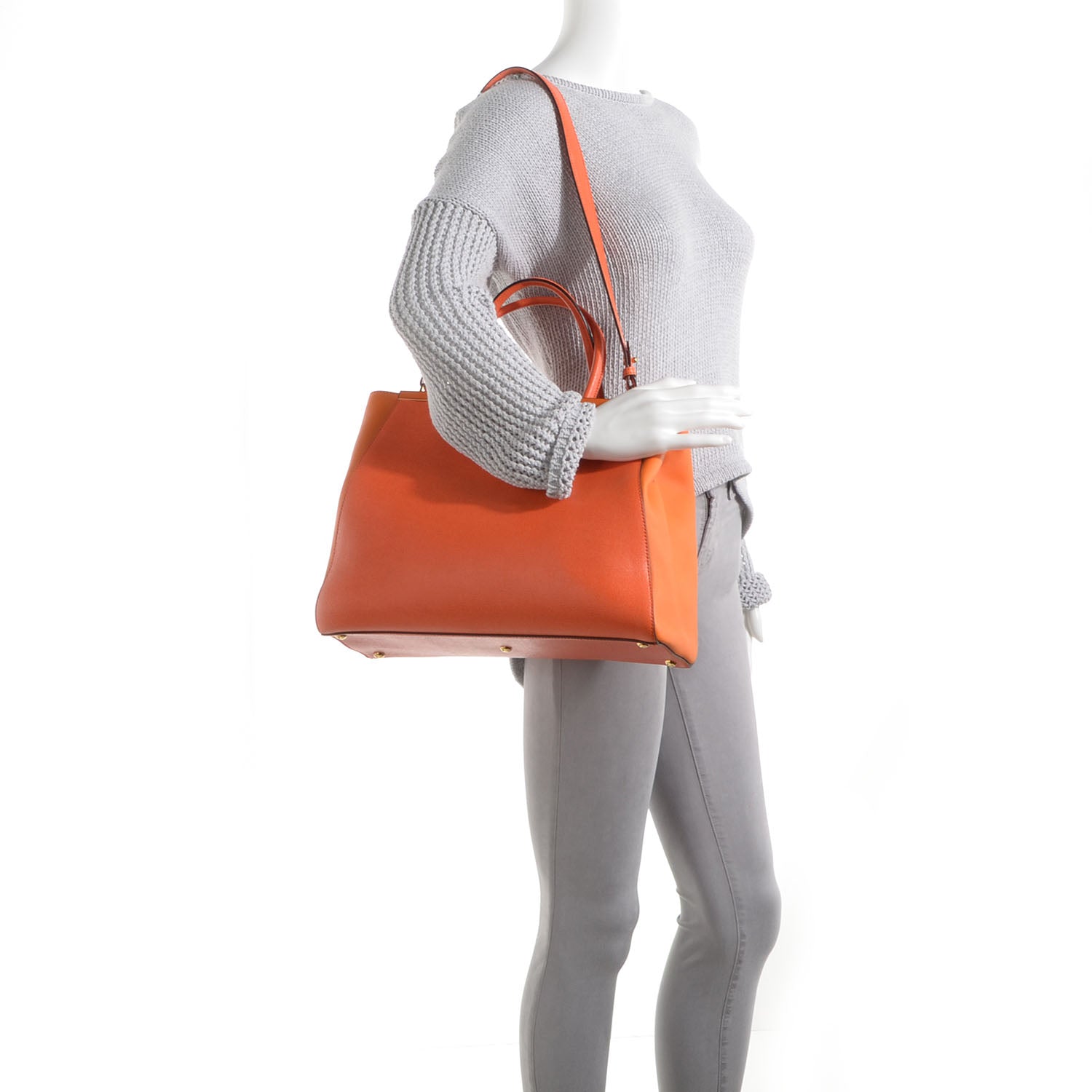 Fendi Vitello Elite Regular 2Jours Tote Arancio 2 of 12