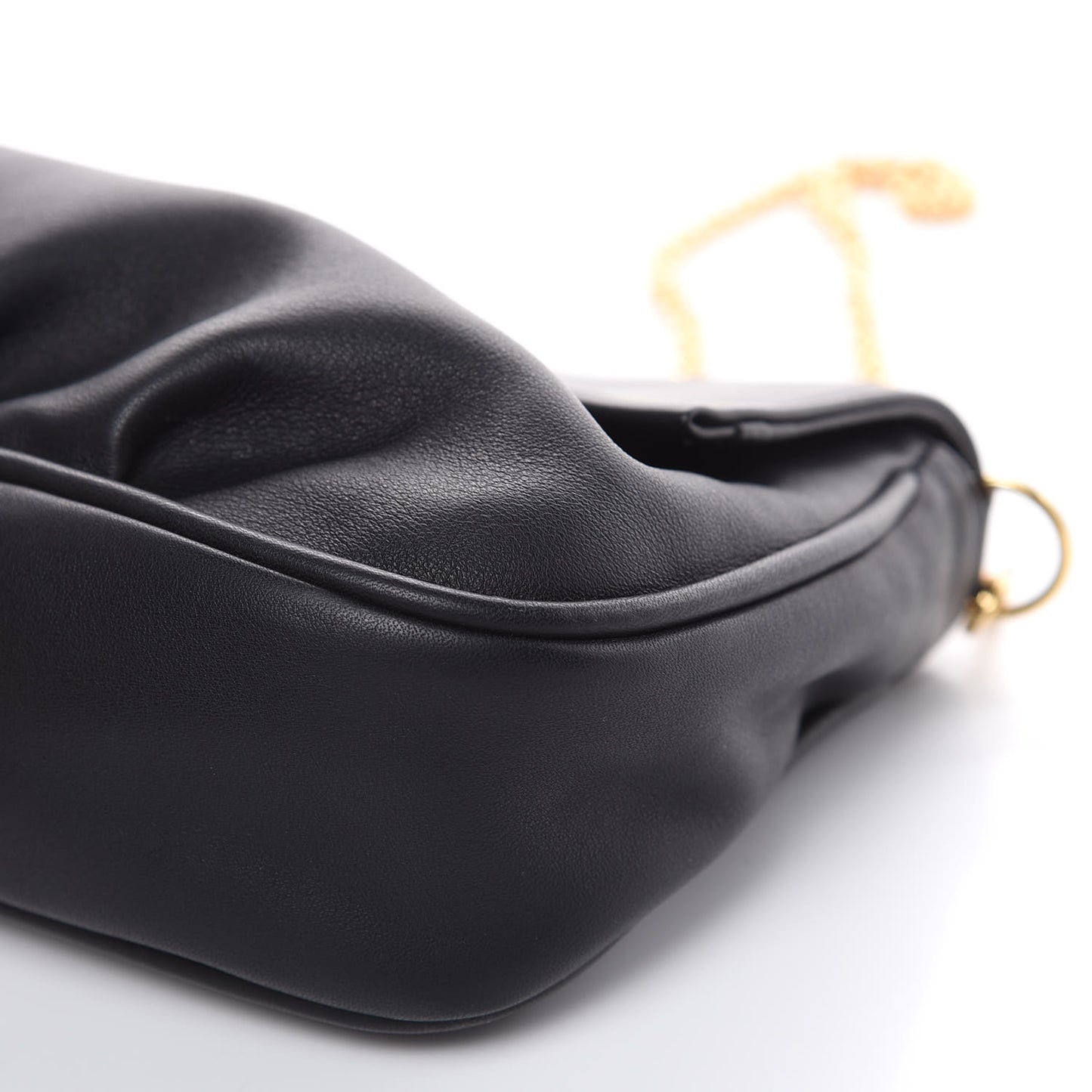 Vitello Flamingo Enamel Fendista Pouchette Crossbody Black
