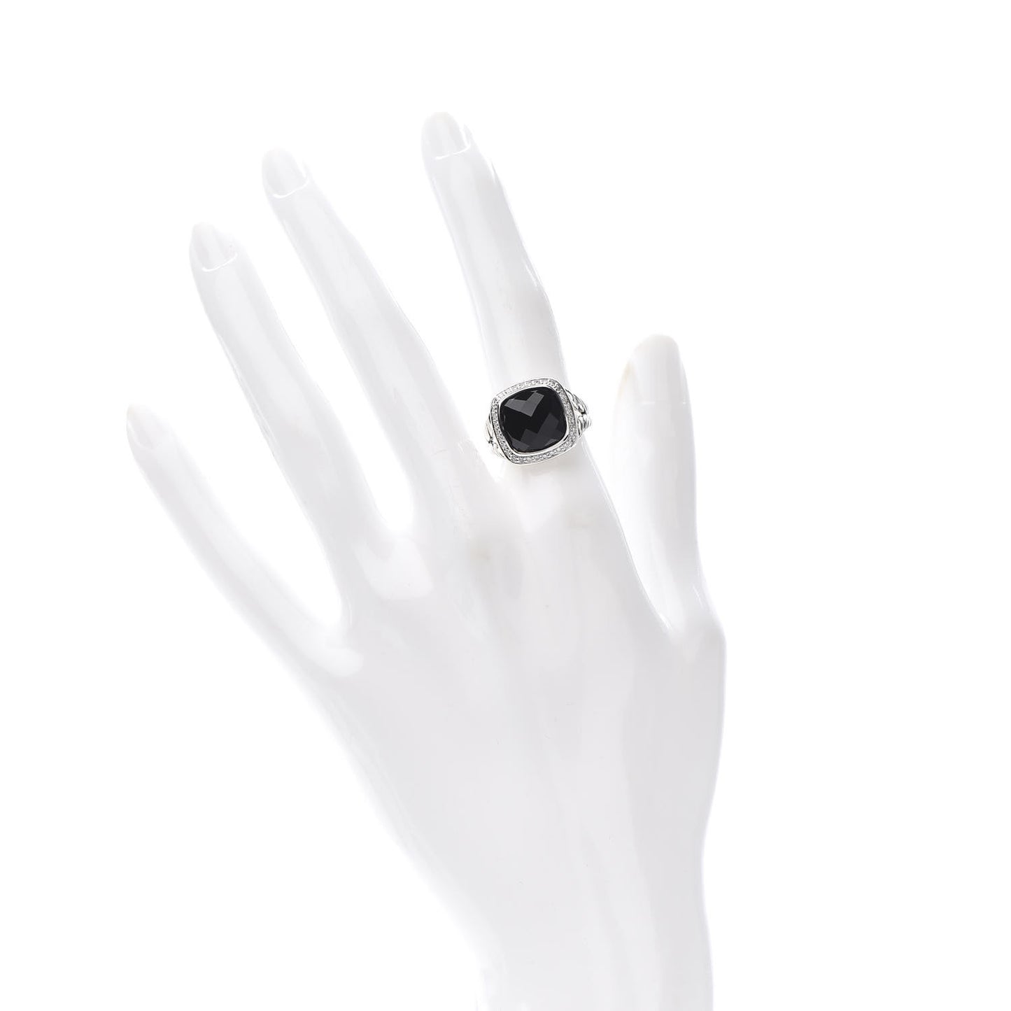 Sterling Silver Diamond Black Onyx 11mm Albion Ring 52 6