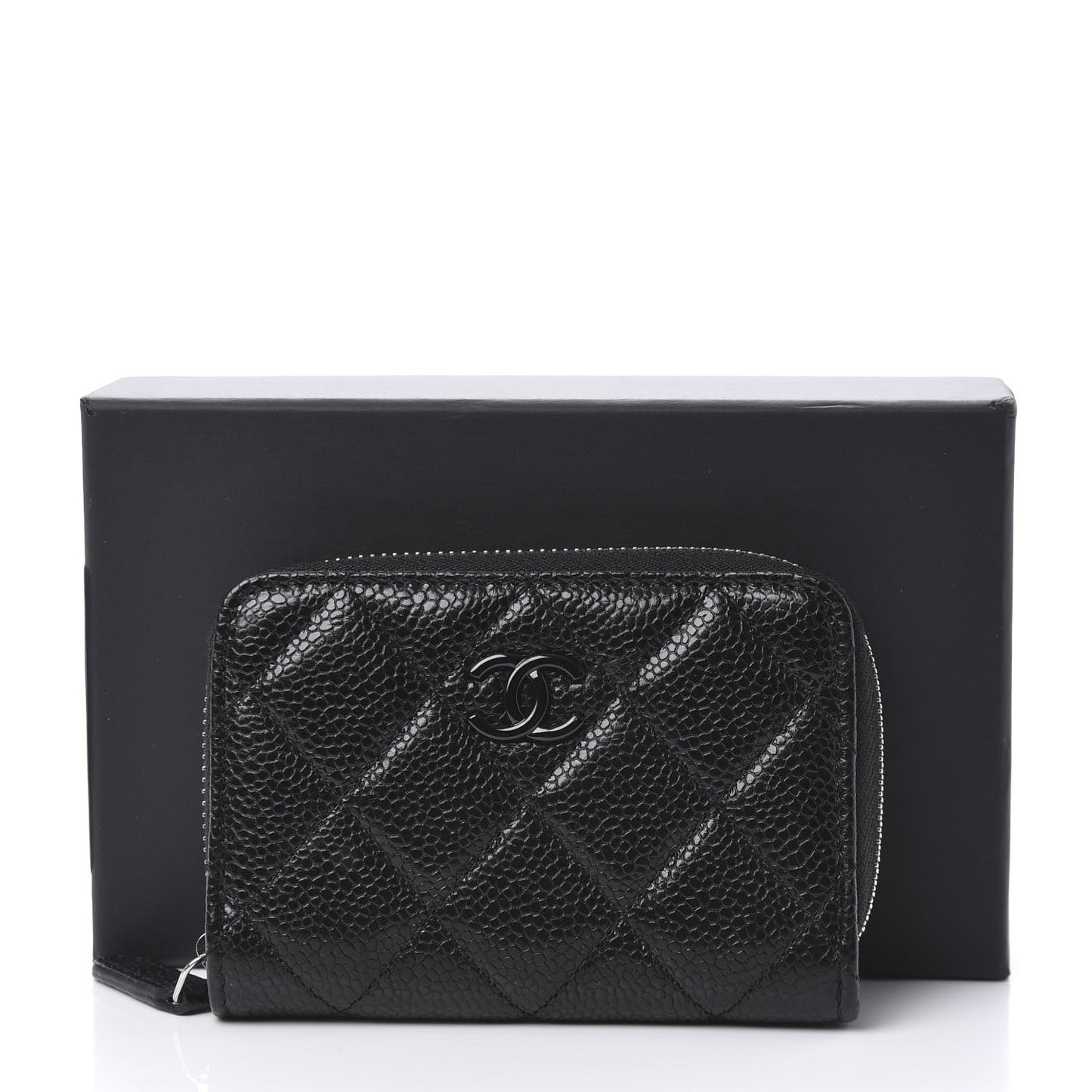 Caviar Quilted Incognito Zip Coin Purse Black