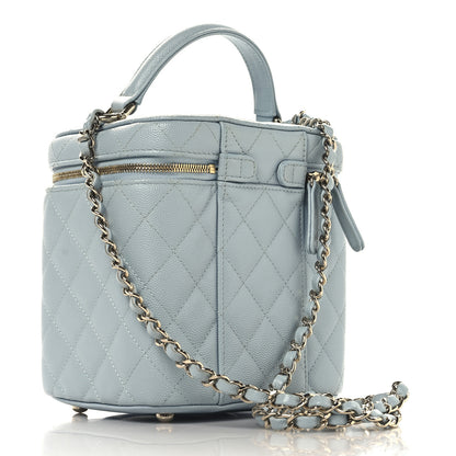 Chanel Caviar Quilted Small Top Handle Vanity Case With Chain Light Blue 3 of 12