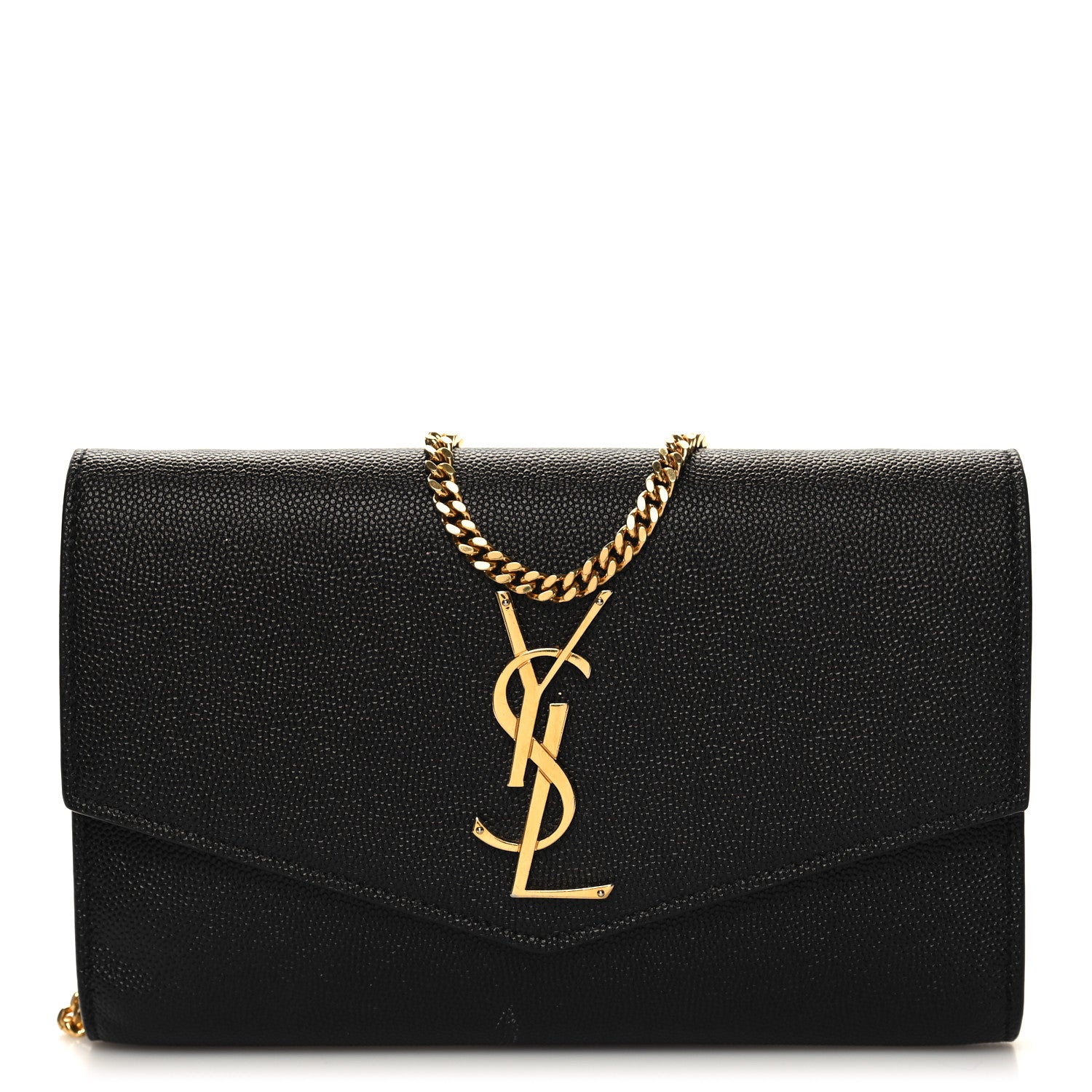 Saint Laurent Grain de Poudre Uptown Chain Wallet Black 1 of 16