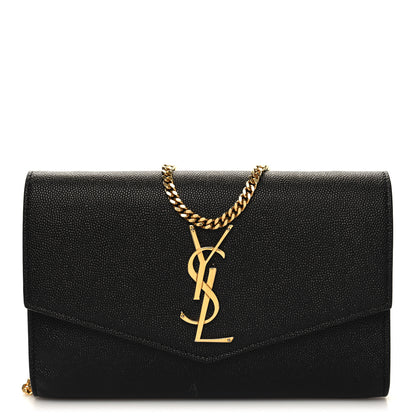 Saint Laurent Grain de Poudre Uptown Chain Wallet Black 1 of 16