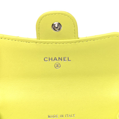Chanel Lambskin Quilted Flap Card Holder Wallet Yellow 6 of 10