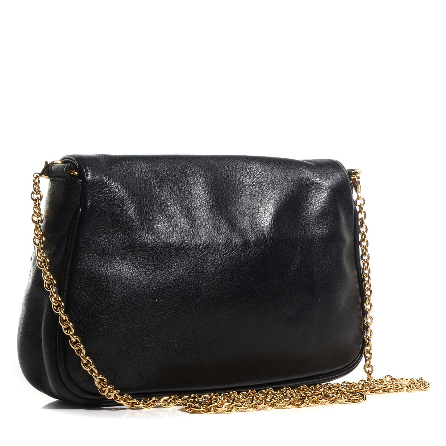 Vitello Flamingo Fendista Pouchette Crossbody Black
