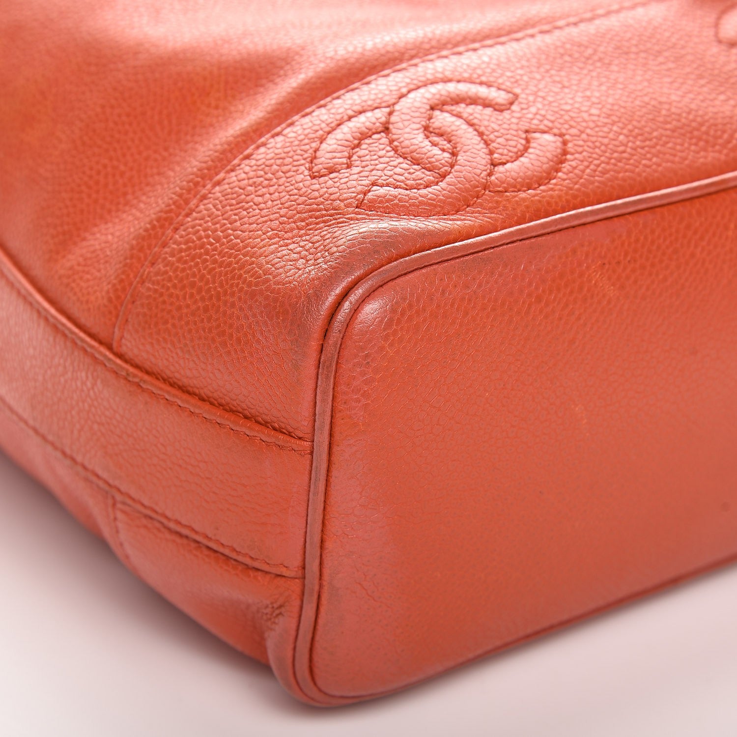 Chanel Caviar CC Drawstring Shoulder Bag Orange 12 of 16