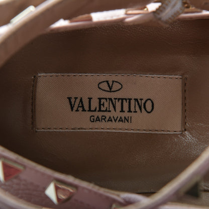 Valentino Garavani Pebbled Calfskin Rockstud Cage Ballerina Flats 39 Poudre 7 of 14