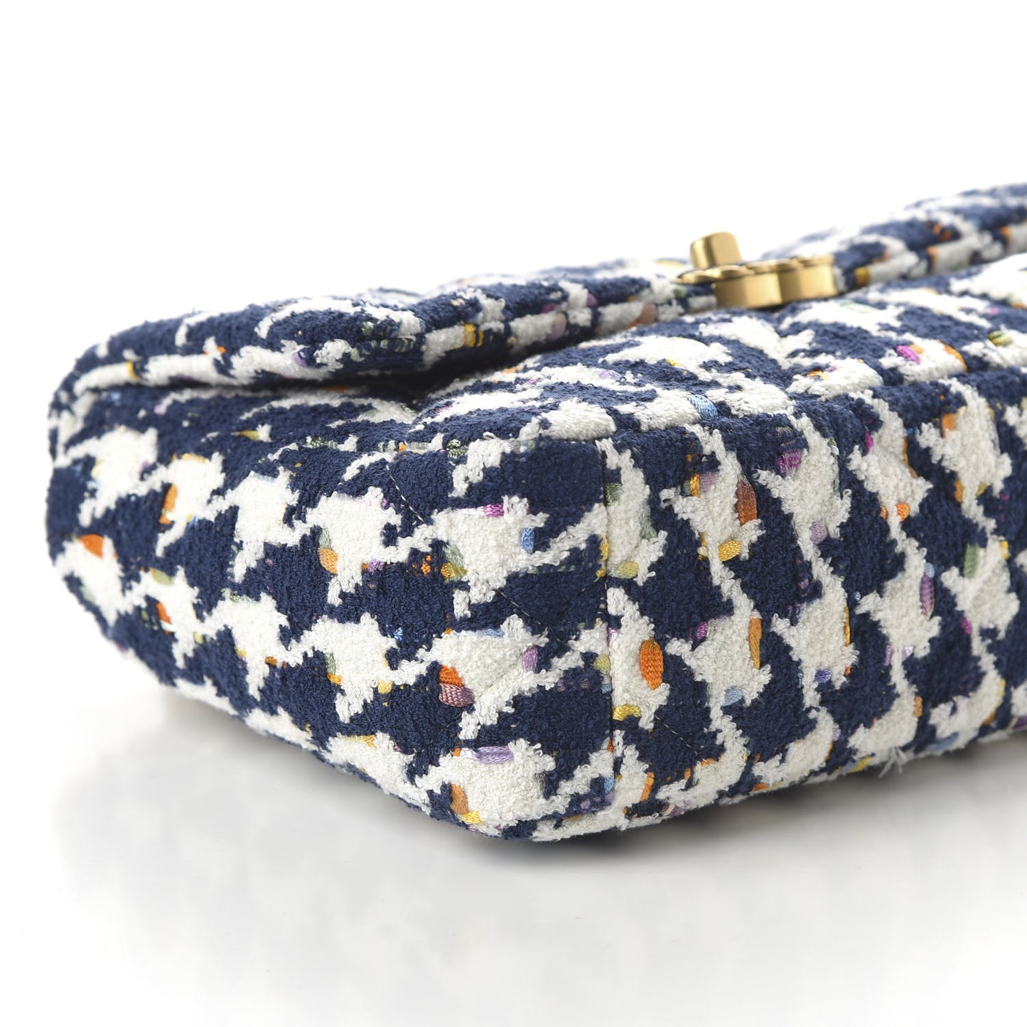 Tweed Quilted Medium 19 Flap Ecru Navy Blue Multicolor