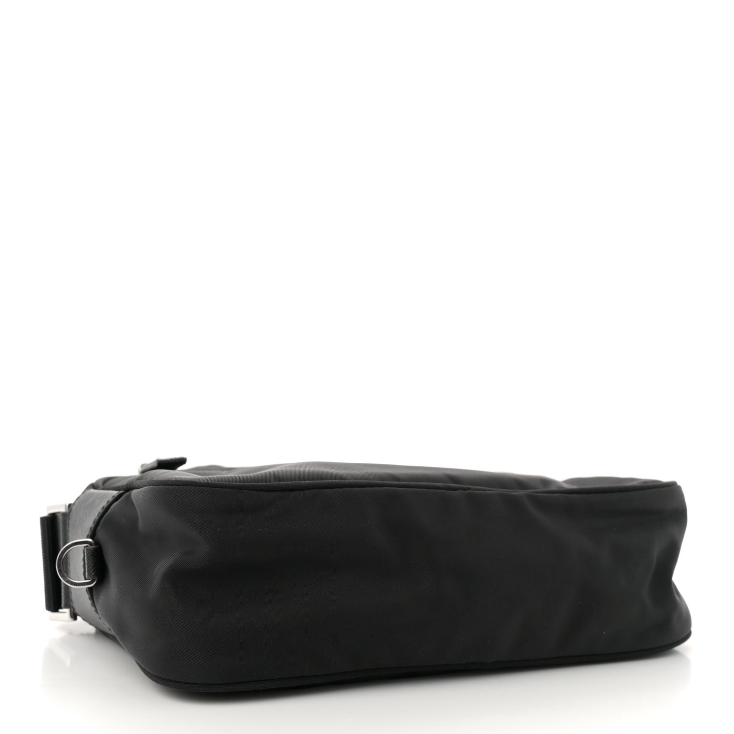 Re-Nylon Vela Saffiano Pocket Double Zip Shoulder Bag Black