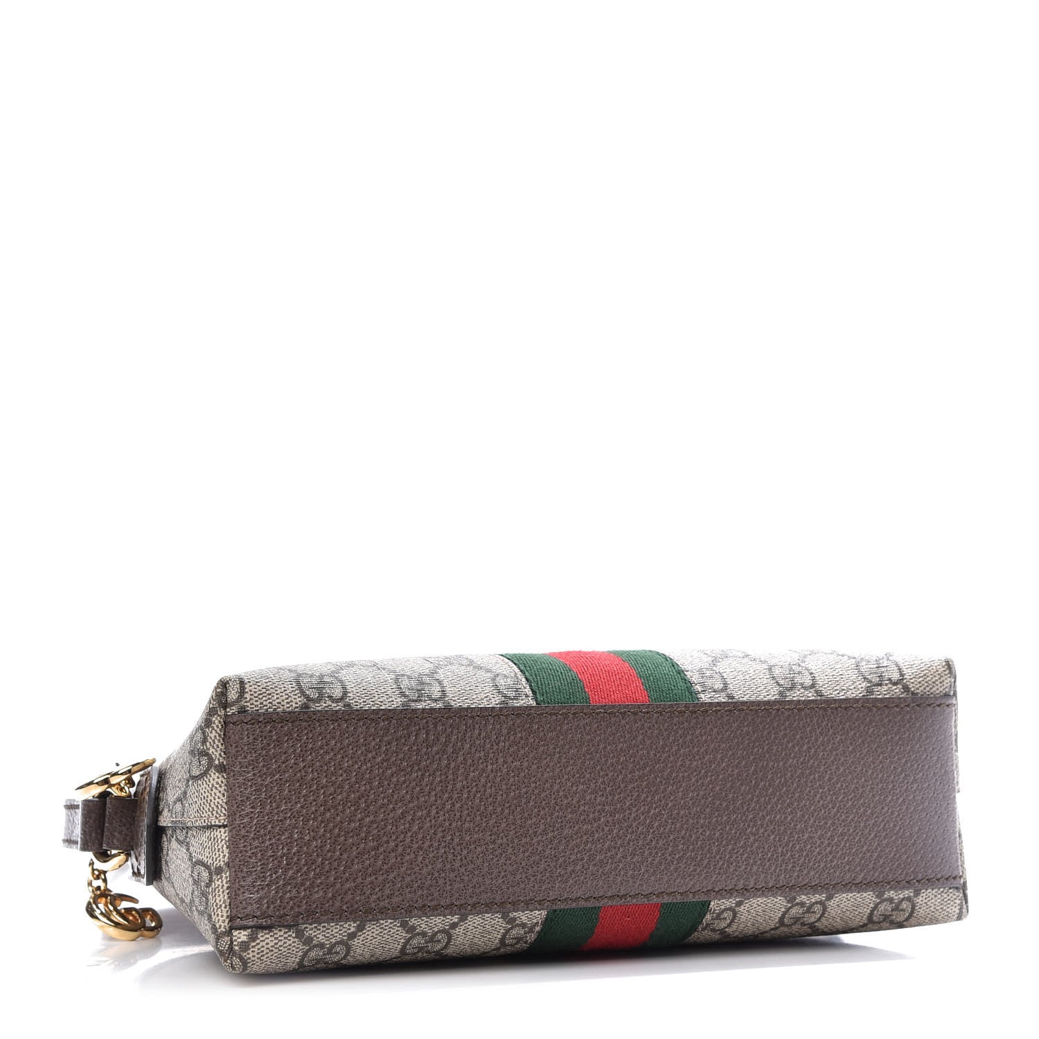 Gucci GG Supreme Monogram Textured Dollar Calfskin Web Small Ophidia Dome Shoulder Bag Beige Ebony New Acero 4 of 10