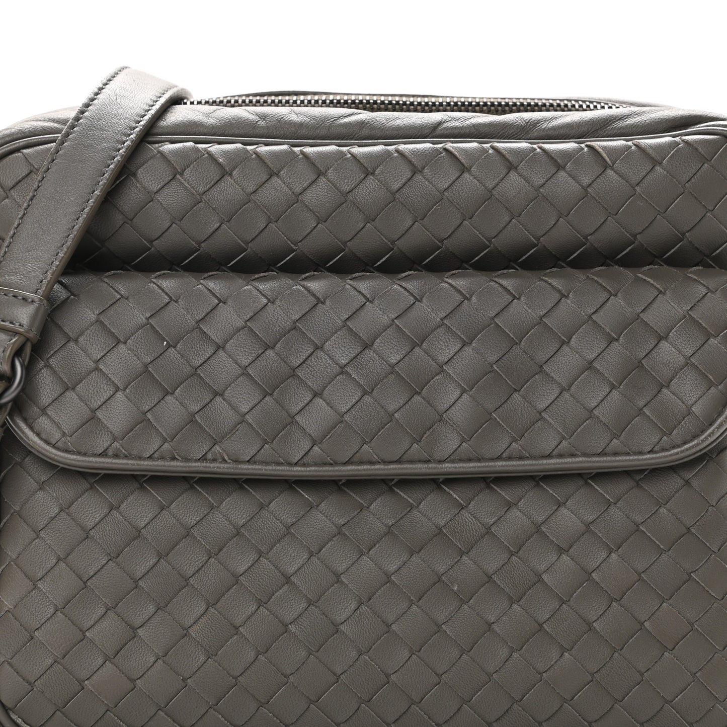 Nappa Intrecciato Messenger Bag Grey