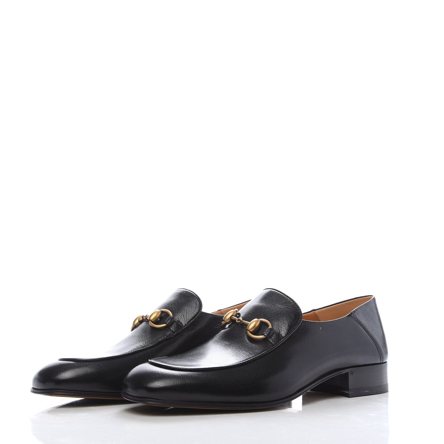 Goatskin Womens Horsebit Mid-Heel Loafers 40 Black