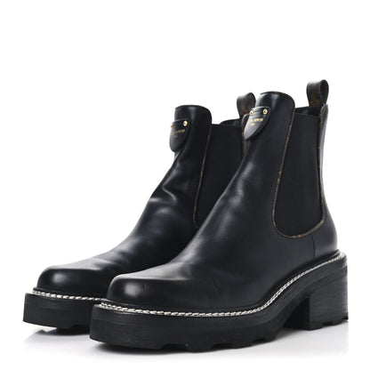Louis Vuitton Calfskin Monogram Beaubourg Ankle Boots 39 Black 4 of 9