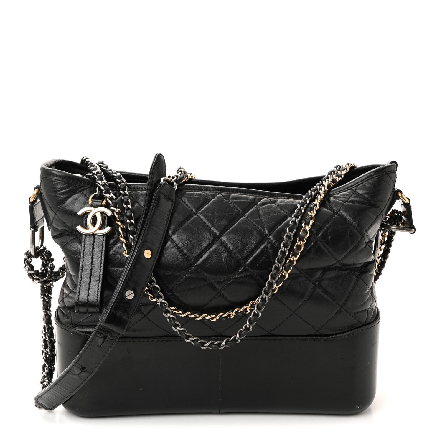 Chanel Aged Calfskin Quilted Medium Gabrielle Hobo Black 1 of 10