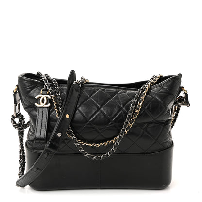 Chanel Aged Calfskin Quilted Medium Gabrielle Hobo Black 1 of 10